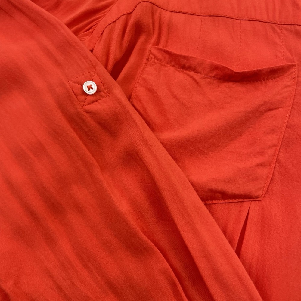 Maeve Anthropologie Women Shirt Small Flutter Sleeve Down In Sicilian Orange - Picture 4 of 13